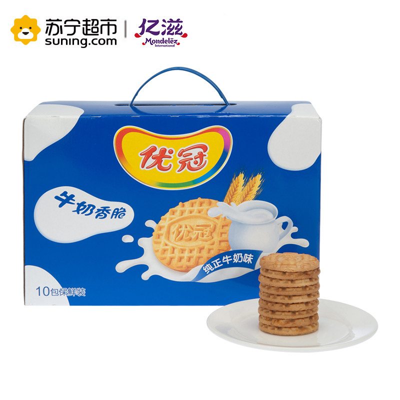 优冠牛奶香脆饼干盒装1000g/盒 亿滋出品